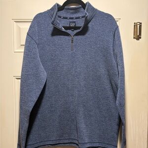 GAP Men's Heather Blue Quarter Zip Sweater